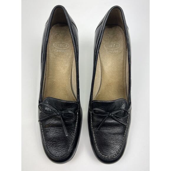 Vtg Circa Joan & David Heels Andre Black Leather Block Heel Womens 7 - Picture 5 of 9